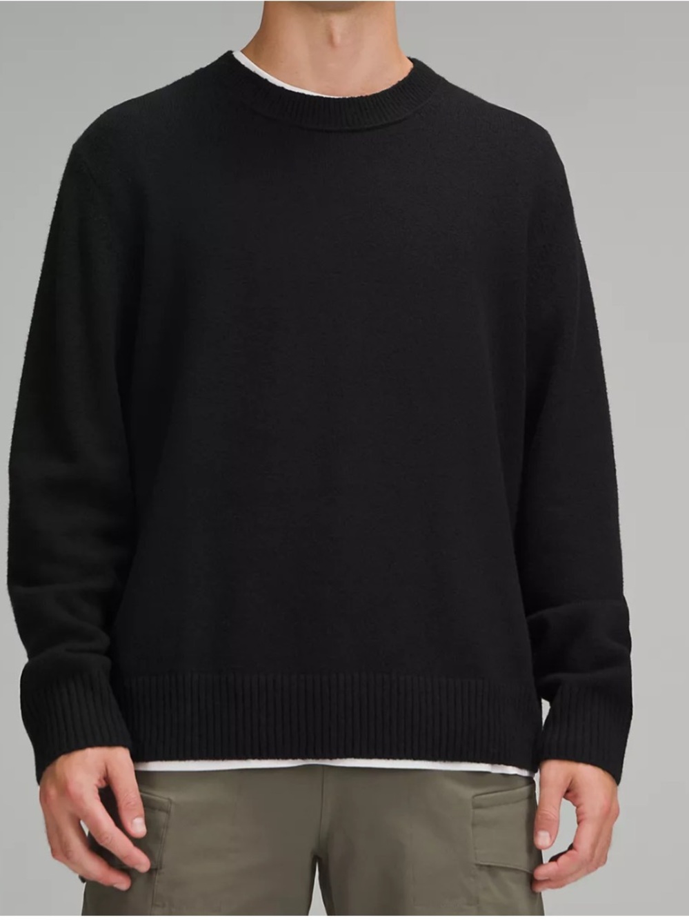 Lululemon Men’s relaxed fit knit sweater wool blend crewneck black size XL